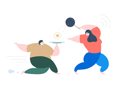 Cook an Egg character duo egg illustraion pan