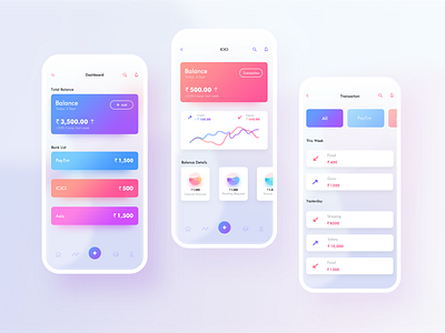 Exploration Money Management App clear colorful dashboard gradient illustration ios light management mobile modern money ui user inteface ux