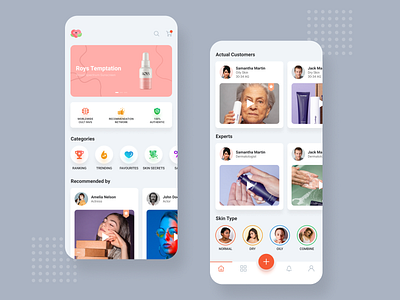 Cosmetic app light app app design app designer app screens beauty app cosmetics home screens