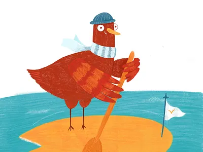 Bird on a boat animal illustration bird character character design design funny character illustration mascot character mascot design