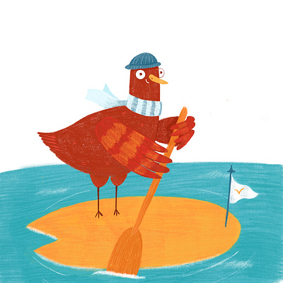 Bird on a boat animal illustration bird character character design design funny character illustration mascot character mascot design