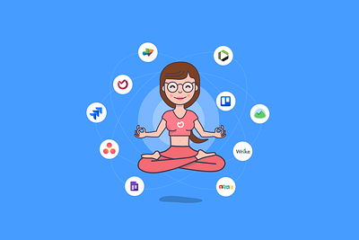 Zen, Yoga, Project Management asana basecamp best floating girl illustration jira project management task management trello wrike yoga