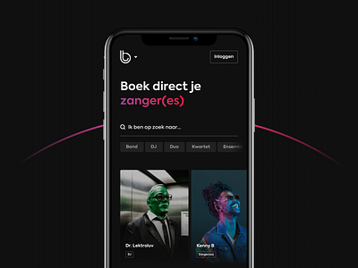 Artist Platform artist clean dark theme dark ui filters fresh gradient music platform platform design search tags ui design visual design