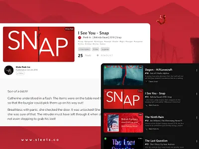 Sleets website : Reading Experience design ui web