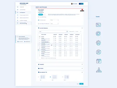 Banking. Manage settings/ Client Zone bank banking blue clean clear client zone dashboard finance icon panel settings table ui ux web website
