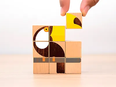 Build a Toucan animal bird block flat illustration toy vector wildlife wood wood block wooden