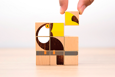 Build a Toucan animal bird block flat illustration toy vector wildlife wood wood block wooden