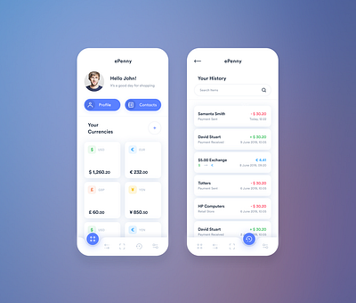 ePenny app design proposal android app design app app design design ios mobile app design ui user experience design user inteface ux