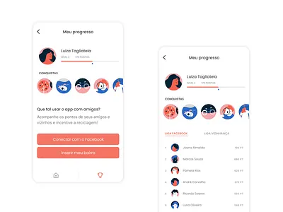 reciclamos, ranking app design gamification illustration mobile product ranking recycle recycling ux vector