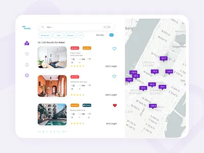 Wetravel Search Results app design illustration typography ui ux website