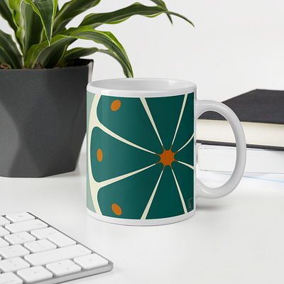 Flowercookie Coffee Mug | Green coffee design flower green mug