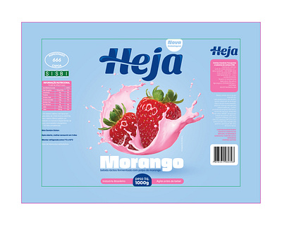 Bebida Lactea Heja Sabor Morango 1000g design food graphic milkshake packaging plastic snack strawberry yogurt