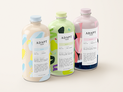 Adapt Tea Co. Packaging adaptogen branding design identity illustration logo packaging packaging design paint pattern tea texture vector