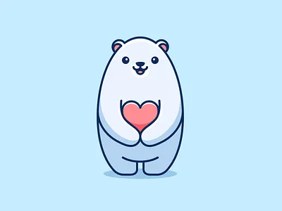 Polar Bear Love adorable branding cartoon character cute heart logo love lovely mascot polar bear valentine