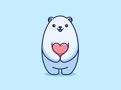 Polar Bear Love adorable branding cartoon character cute heart logo love lovely mascot polar bear valentine