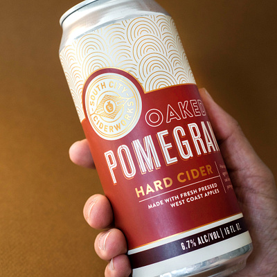 South City Ciderworks bay area branding can design craft cider customized type hard cider label design packaging pomegranate san francisco typography