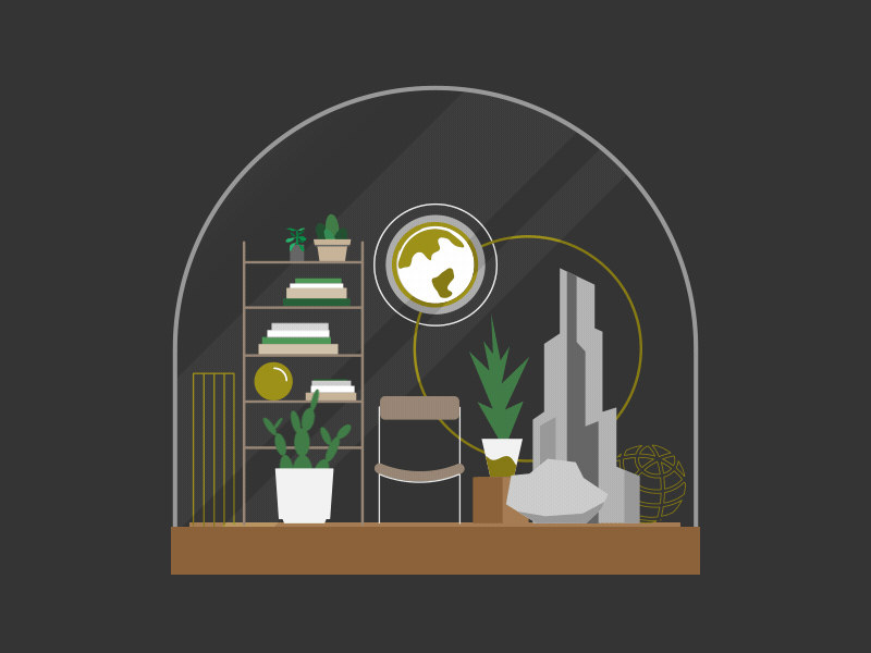 Terrarium 2d 2danimation glass plants rocks wow