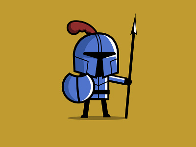 Little Warrior armor battle brave fight helmet knight logo mascot shield spear vectorart war warrior