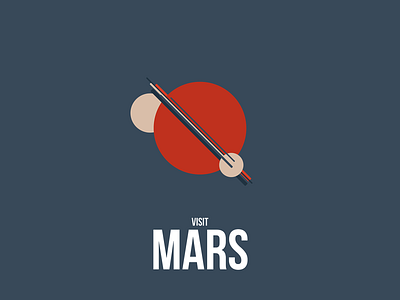 Visit Mars Poster Design design flat illustration mars planet sci fi