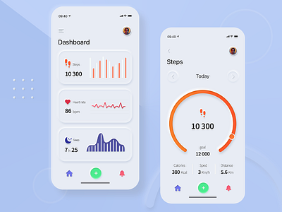 Skeuomorphic Dashboard app ui dashboad dashboard ui graphics mobile skeumorphism skeuomorph skeuomorphic sleep step