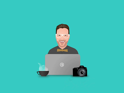 Self Portrait animation branding camera clean coffee cup coffeeshop designer freelancer fresh illustration modern motion design vector