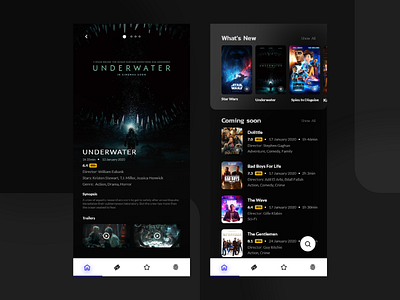 Movies app clean concept creative dark design film minimal mobile modern movies netflix trailer tv ui ux