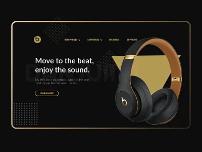 Black gold product page beats by dre dark ui figma figmaafrica golden headset products web design