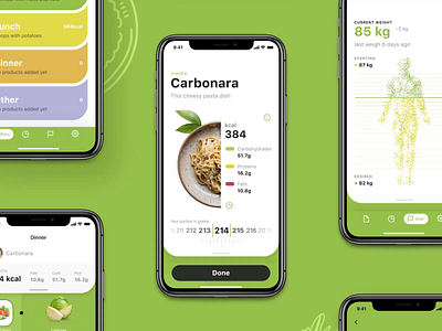 Calorie Calculator App animation app app design calorie calculator design design studio food app graphic design health app illustration interaction interaction design interface mobile mobile screens motion ui user experience user interface ux