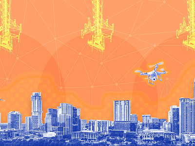 Connectivity Options for Smart Cities connectivity drone graphic design illustration iot network skyline smart smart city