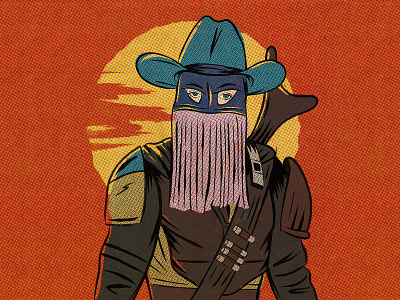 The Orvillorian cowboy halftones illustration procreate star wars the mandalorian true grit texture supply western