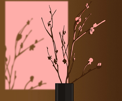 sakura window illustration 1 color ecology graphic home illustration illustrator plant sakura simple vector