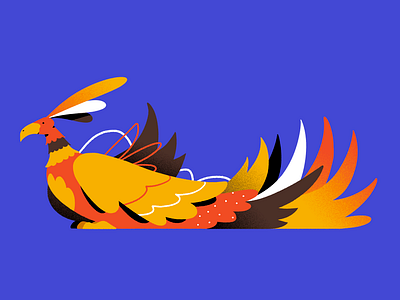 The Fenix adobe bird character fire illustration legend mith mithology shapes textures