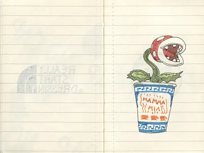Pocket Moleskine D coffee coffee cup drawing ink mamma mia mario moleskine new york piranha plant sketch sketchbook