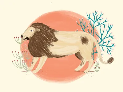 Big cats: Lion 🦁 africa big cats graphic design illustration lion plants serengeti