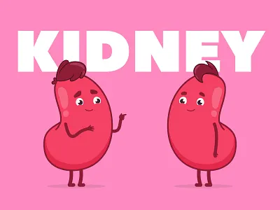 Matnat Chaim | Kidney animation character design cute animals design flat design health illustration life medical pink hair