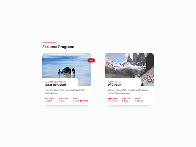 Featured Program Cards card ecommerce inter list travel ui web web design website