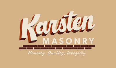 Karsten Masonry badge cursive hand lettering logo mason script type