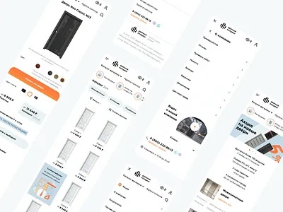 doors shop mobile 320 card catalog design door furniture light main mobile orange repair shop site store ui web white