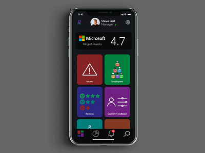 Recognition | Manager Dashboard app customer customers dashboard employee feedback interaction ios manager mobile prototype recgonition review