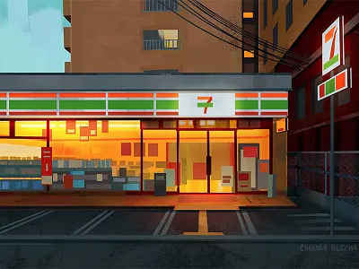 7-11 background city concept art design environment environment design illustration light painting visual development