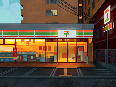 7-11 background city concept art design environment environment design illustration light painting visual development