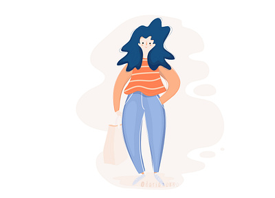 Girl with a paper bag/conscious consuming bright character colorful design digital girl human illustration people person positive stylized vector woman young