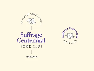 Suffrage Centennial Book Club book book club branding centennial circle logo logo design ribbon typography