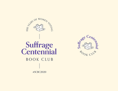 Suffrage Centennial Book Club book book club branding centennial circle logo logo design ribbon typography