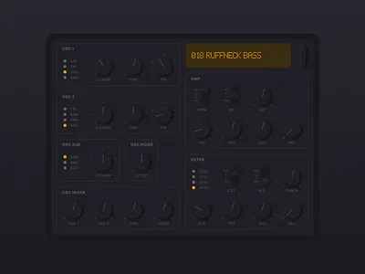 Simple VA synth with neumorphic UI neu skeu neumorphism skeuomorphic synth