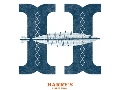 H for Harry dropcap fish h hand lettering mid century retro type vintage