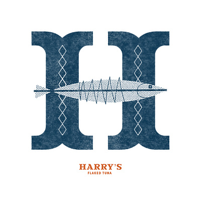 H for Harry dropcap fish h hand lettering mid century retro type vintage