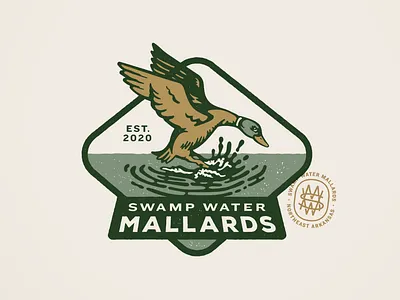 Swamp Water Mallards Badge badge duck duck hunt hunting illustration mallard outdoors waterfowl wildlife