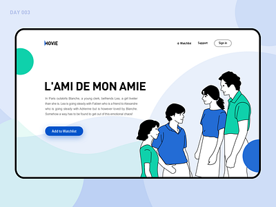 Movie recommendations blue dailyui green illustration landing page watchlist