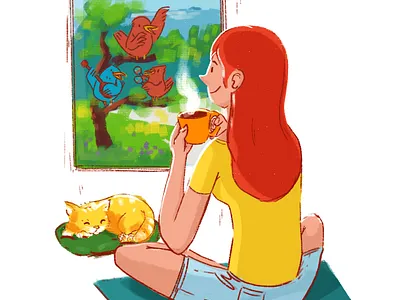 Getaway moment charachter illustration illustration digital